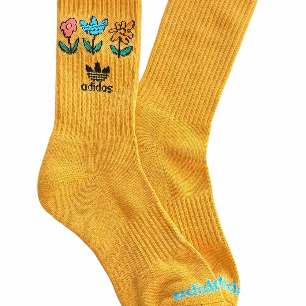 Adidas Originals Floral Crew Socks 3 Pack Women’s M Yellow Black White - NEW - Picture 10 of 12